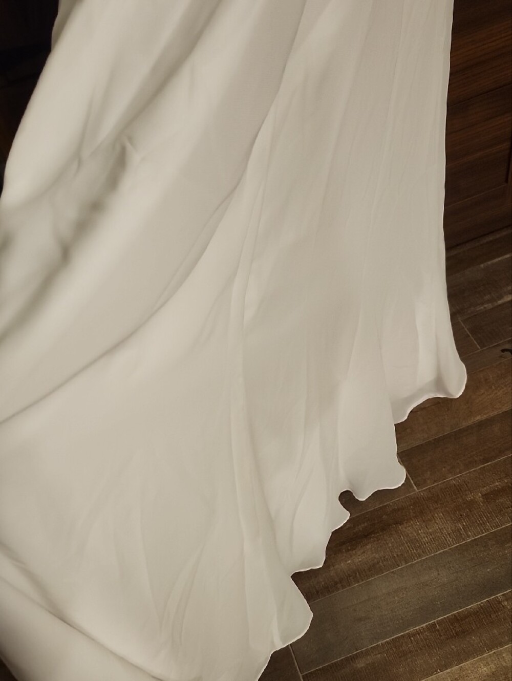 Minimalist White V-Neck Wedding Dress with Beaded Waist - Picture 7 of 16